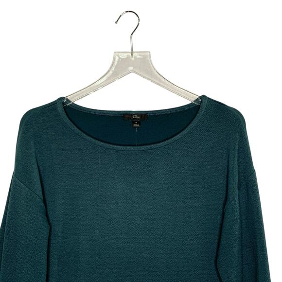 J Crew S NEW Double Knit Balloon Sleeve Top Textured Round Neck Green - Picture 4 of 9